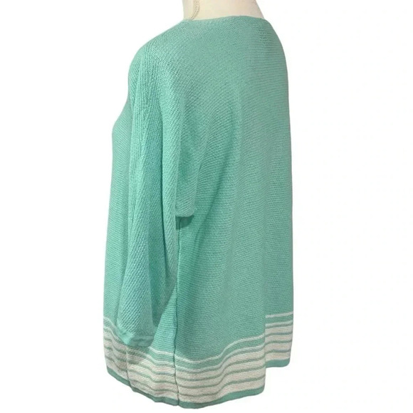 Chico’s size 3 (16) linen blend half-sleeve v-neck sweater - Picture 4 of 10